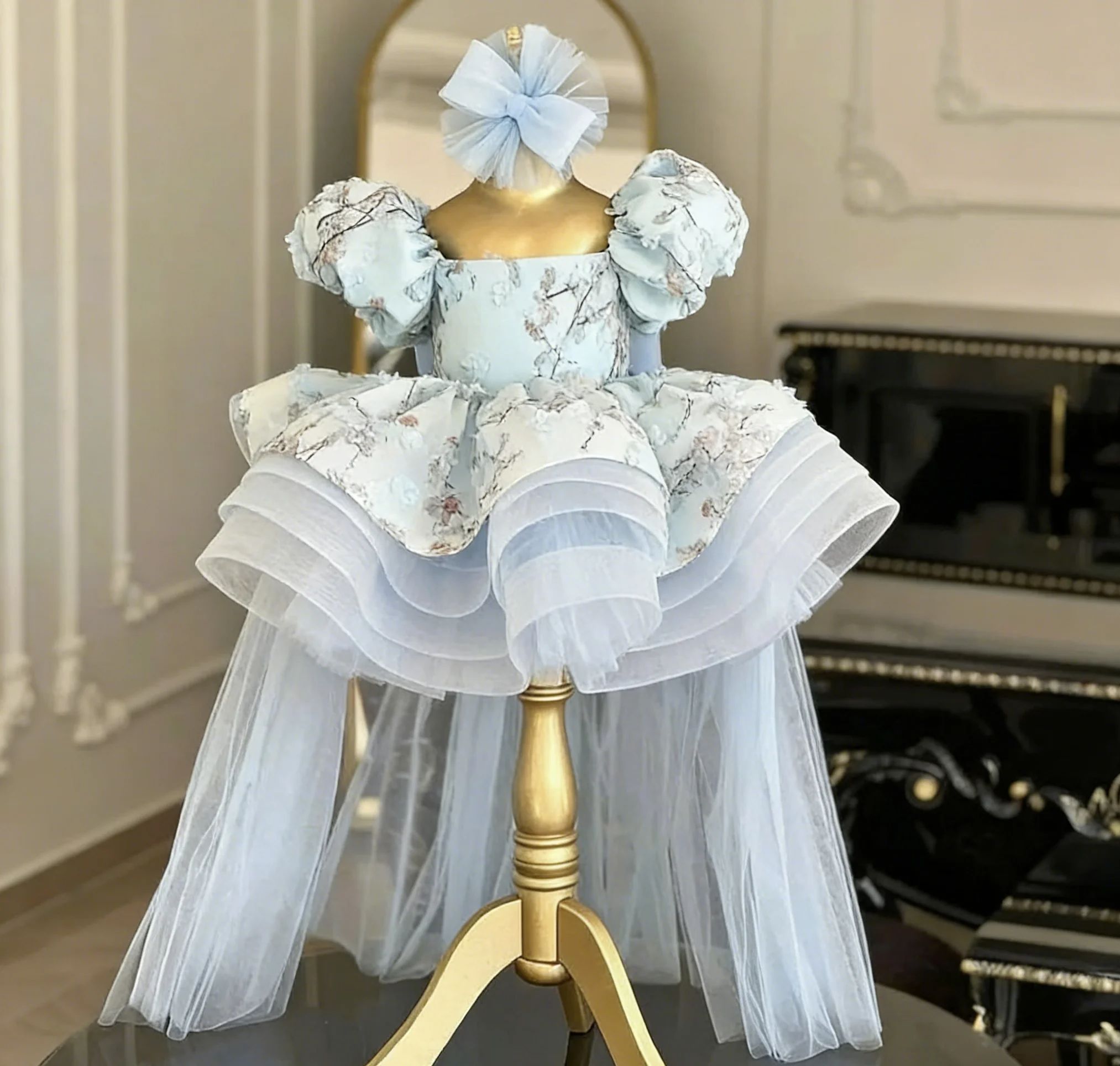 Glitter Tablecloth - ﻿ Bloemenmeisjesjurken voor bruiloft Korte mouw