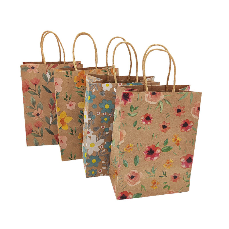 Event Party Shop - 12/24 Stuks Kraftpapier Bloem Geschenkzakken Met