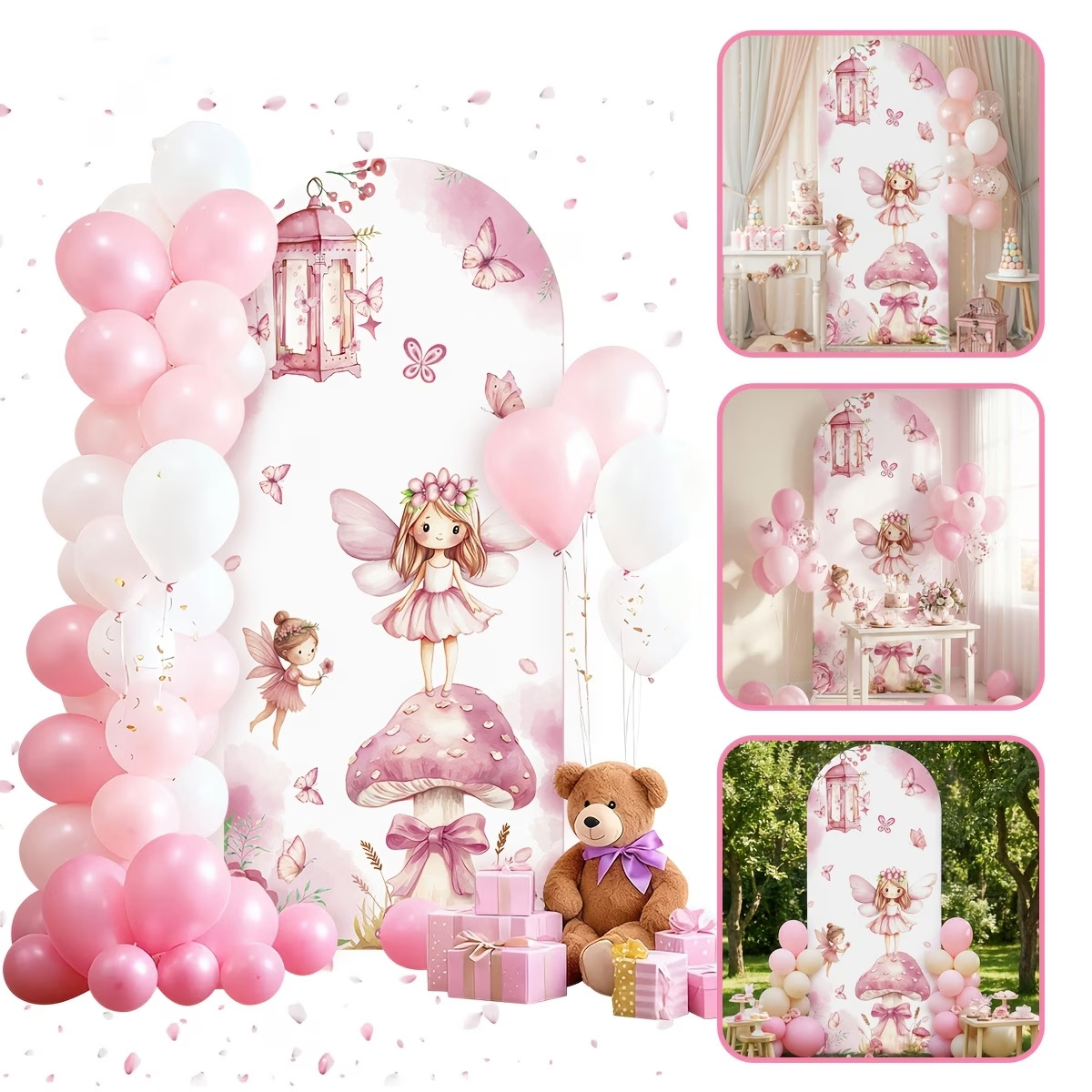 Dessert Table Backdrop - Fee en paddenstoel achtergrond lief meisje