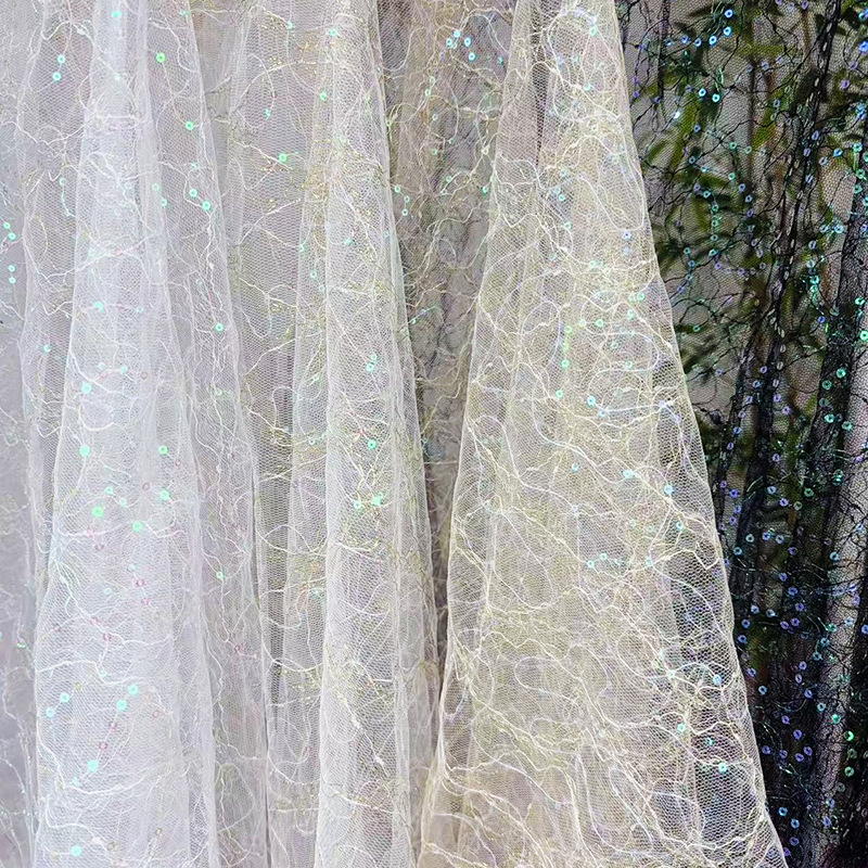 Glitter Tablecloth - 4-kleuren Franse tule avondfeestjurk materiaal geborduurde