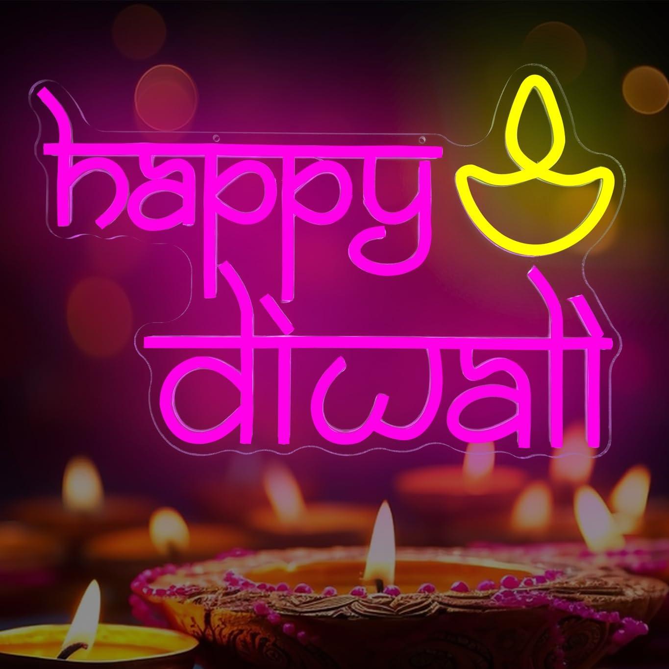 Neon Sign Party - Gelukkige Diwali Neonbord USB-aangedreven LED dimbare
