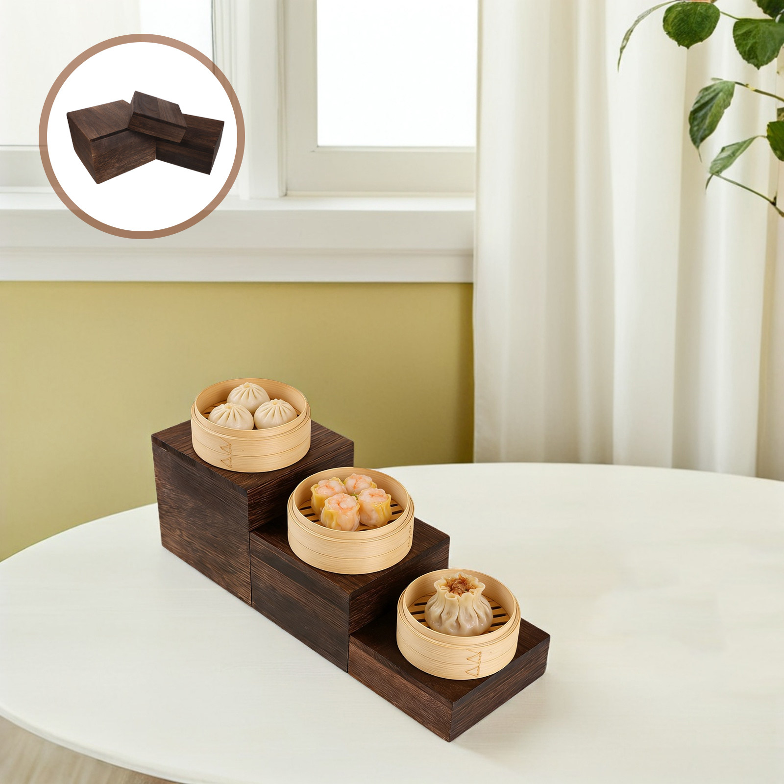 Cupcake Stand Tier - 3-delige rustieke houten taartplateau displaystandaard voor