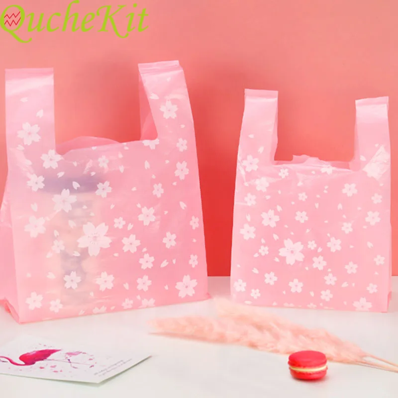 Event Party Shop - 50 stuks roze kersen plastic geschenkzakken
