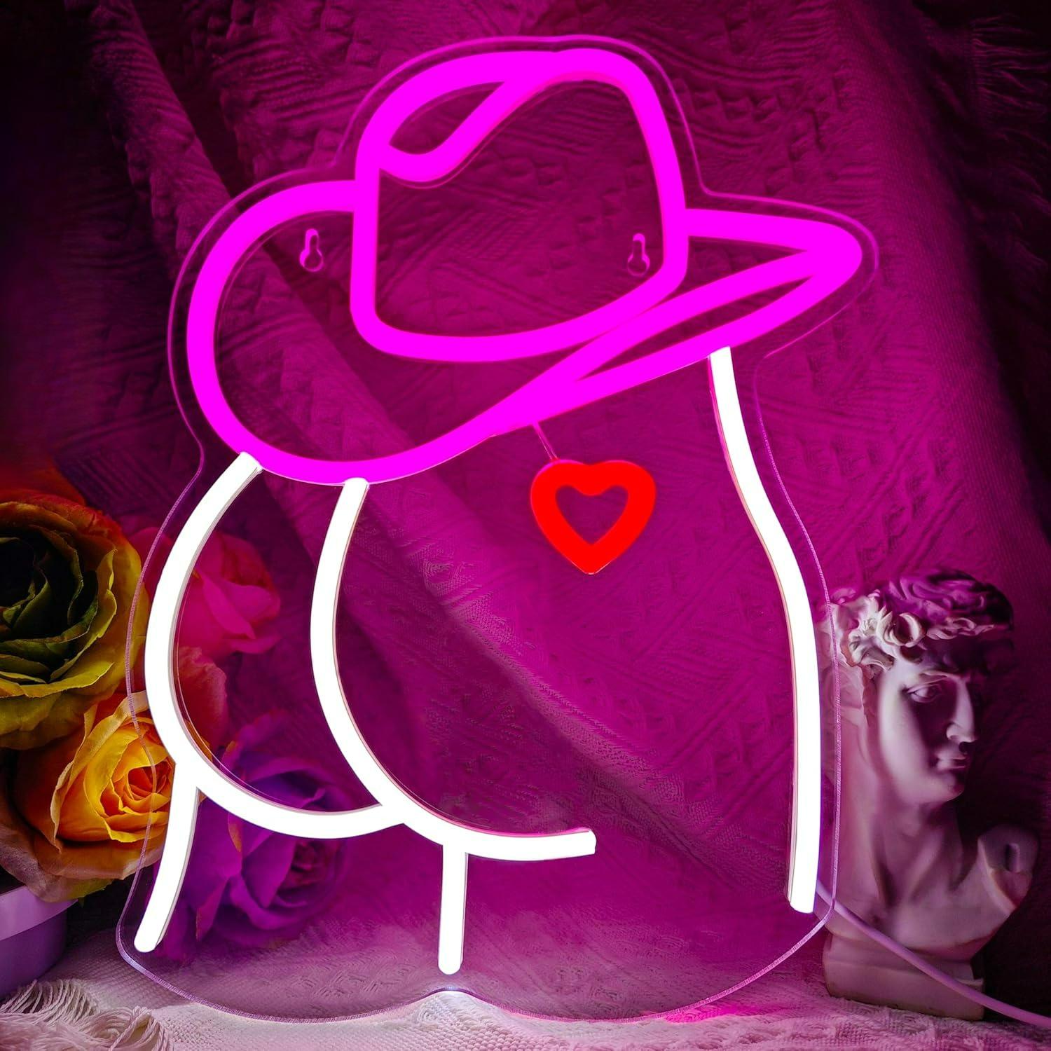 Neon Sign Party - Cowgirl Neonbord Dimbare LED-lamp voor meisjeskamer,