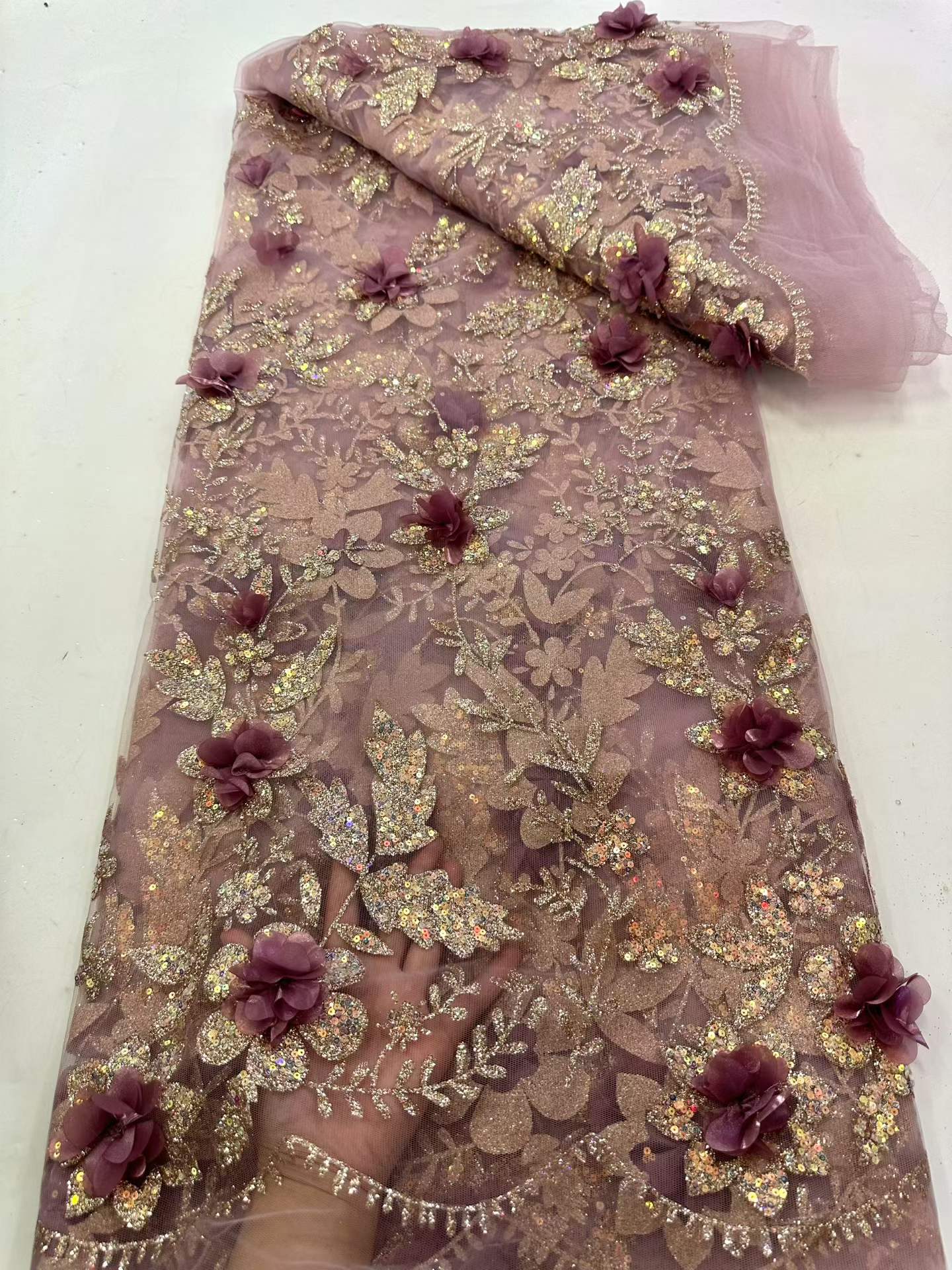 Glitter Tablecloth - Afrikaanse Kantstof Geborduurde Pailletten Nigeriaanse Kantstoffen