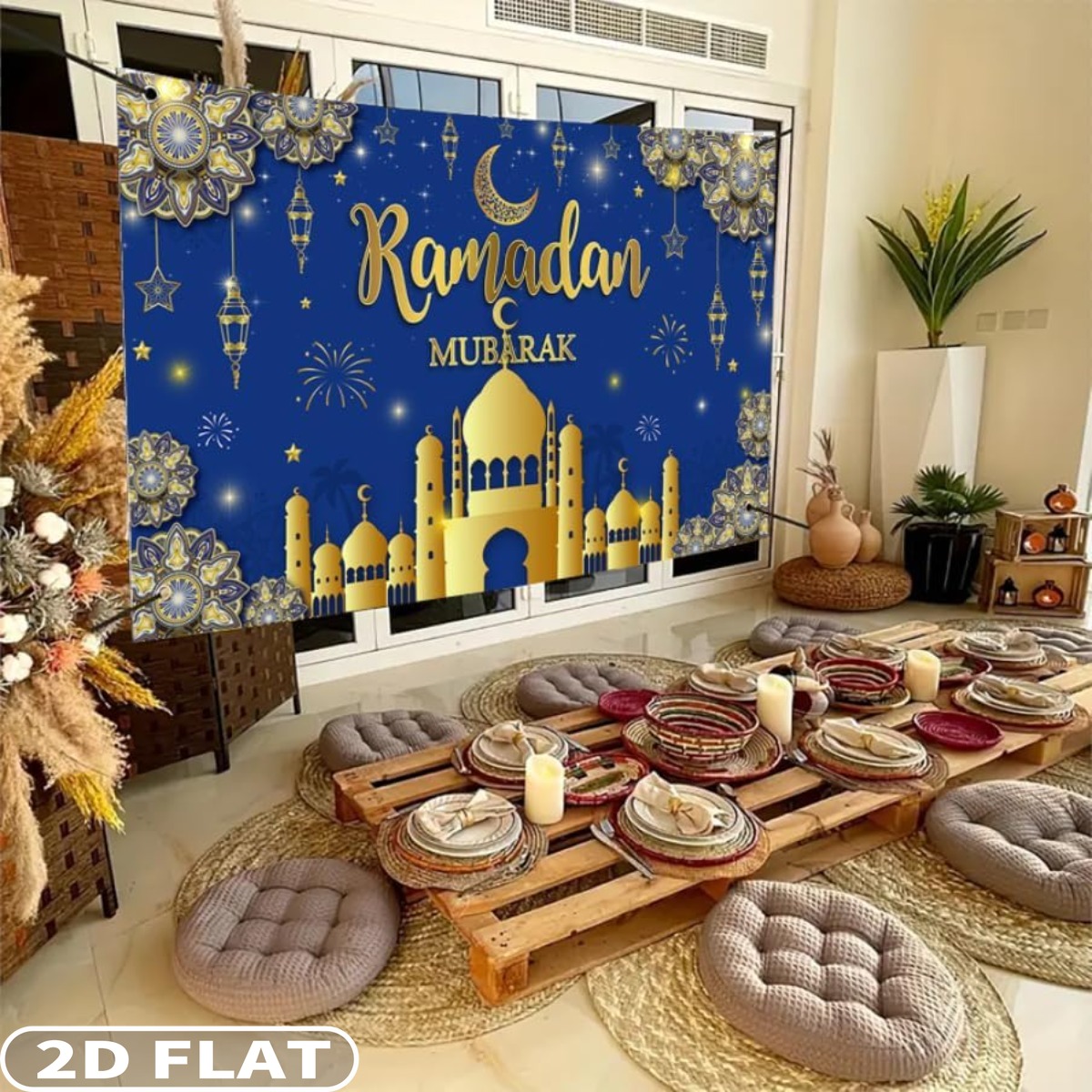 Party Banner Gold - 2D PLATTE 1pc Ramadan Mubarak feestelijke