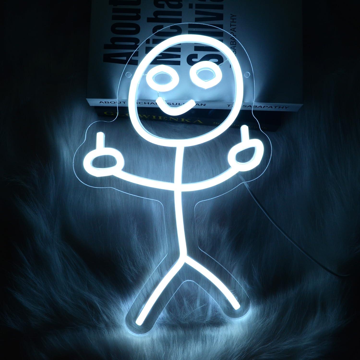 Neon Sign Party - Grappige middelvinger stickman neonbord, ideaal als
