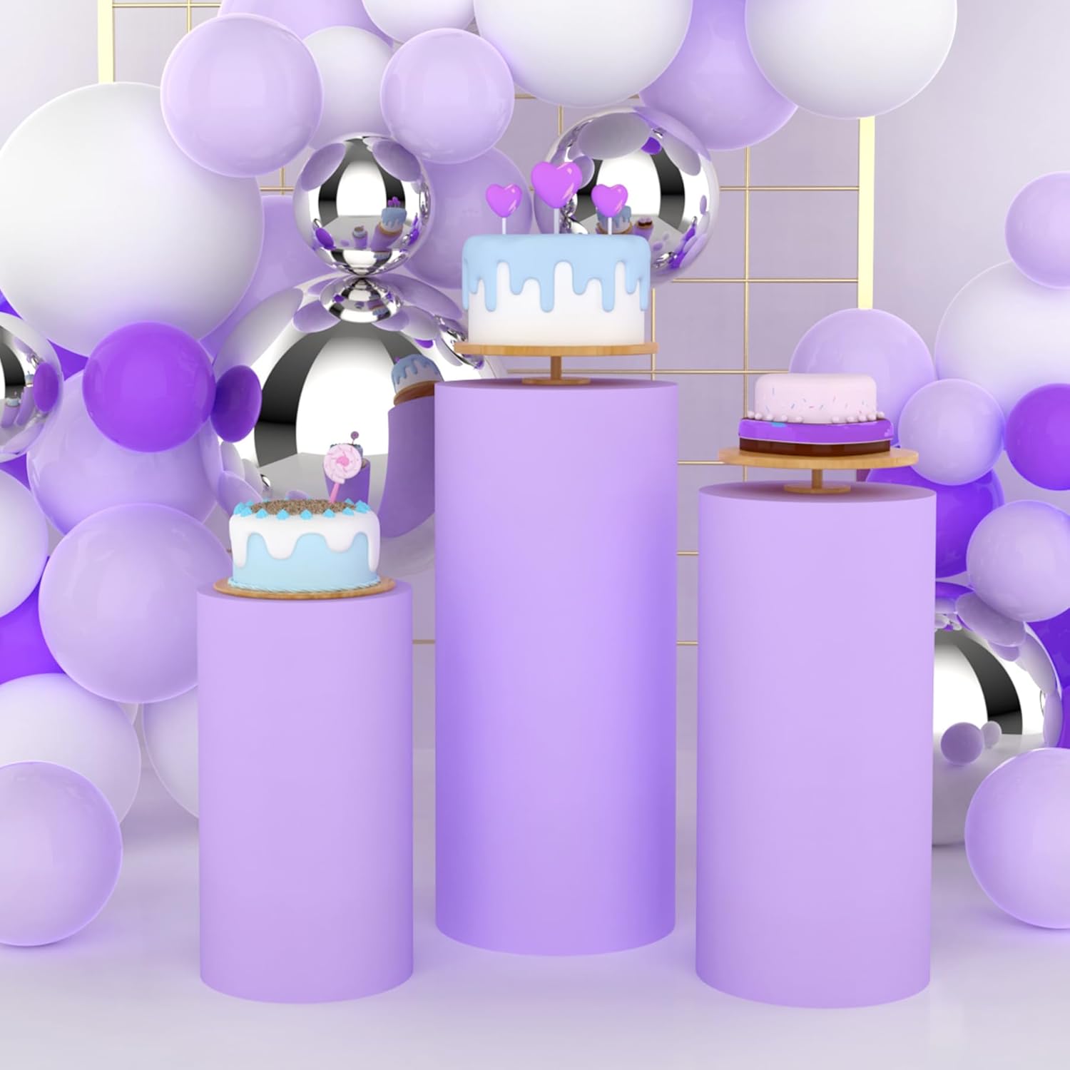 Dessert Table Backdrop - Yeele Paarse Cilinder Stand Cover Achtergrond
