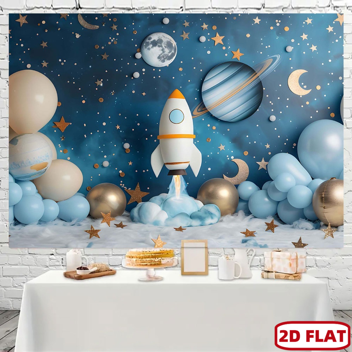 Event Launch Party - 2D platte 1pc ruimte-thema feestbanner -