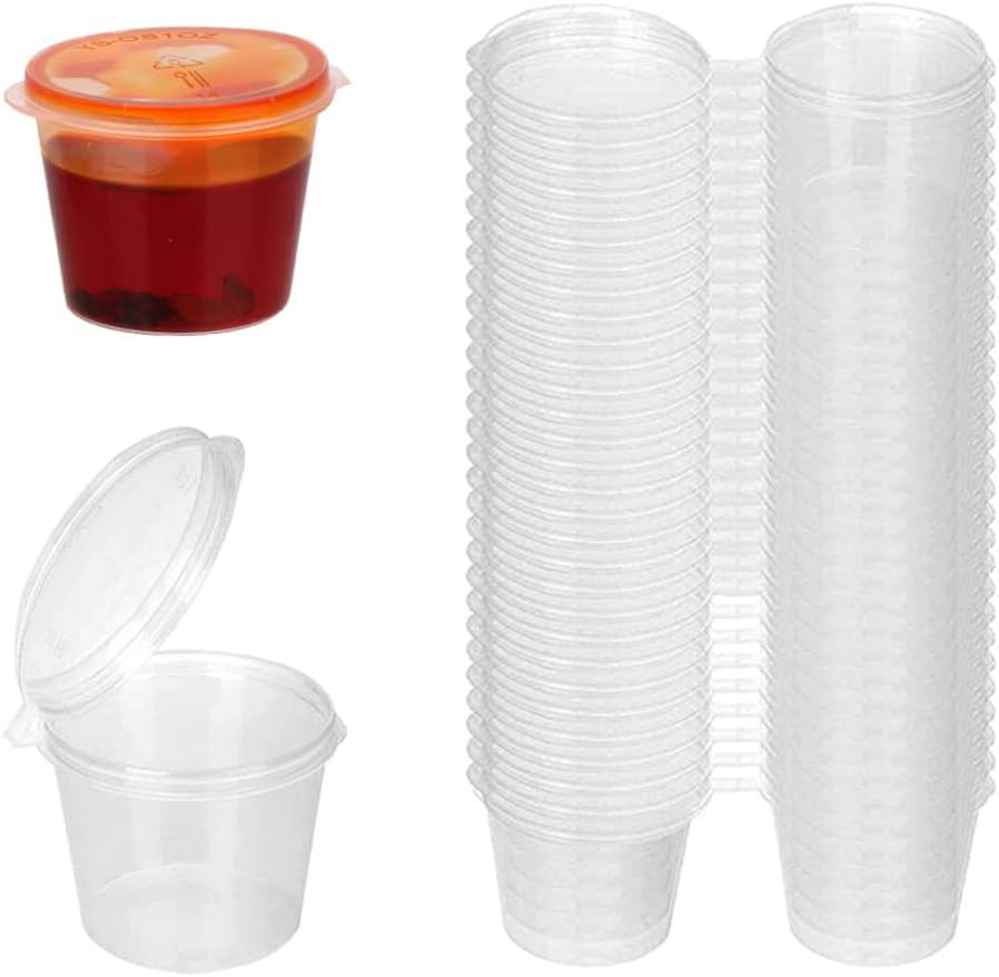 Plastic Cup 50Pcs - Wegwerp transparante plastic sausbakjes met deksels
