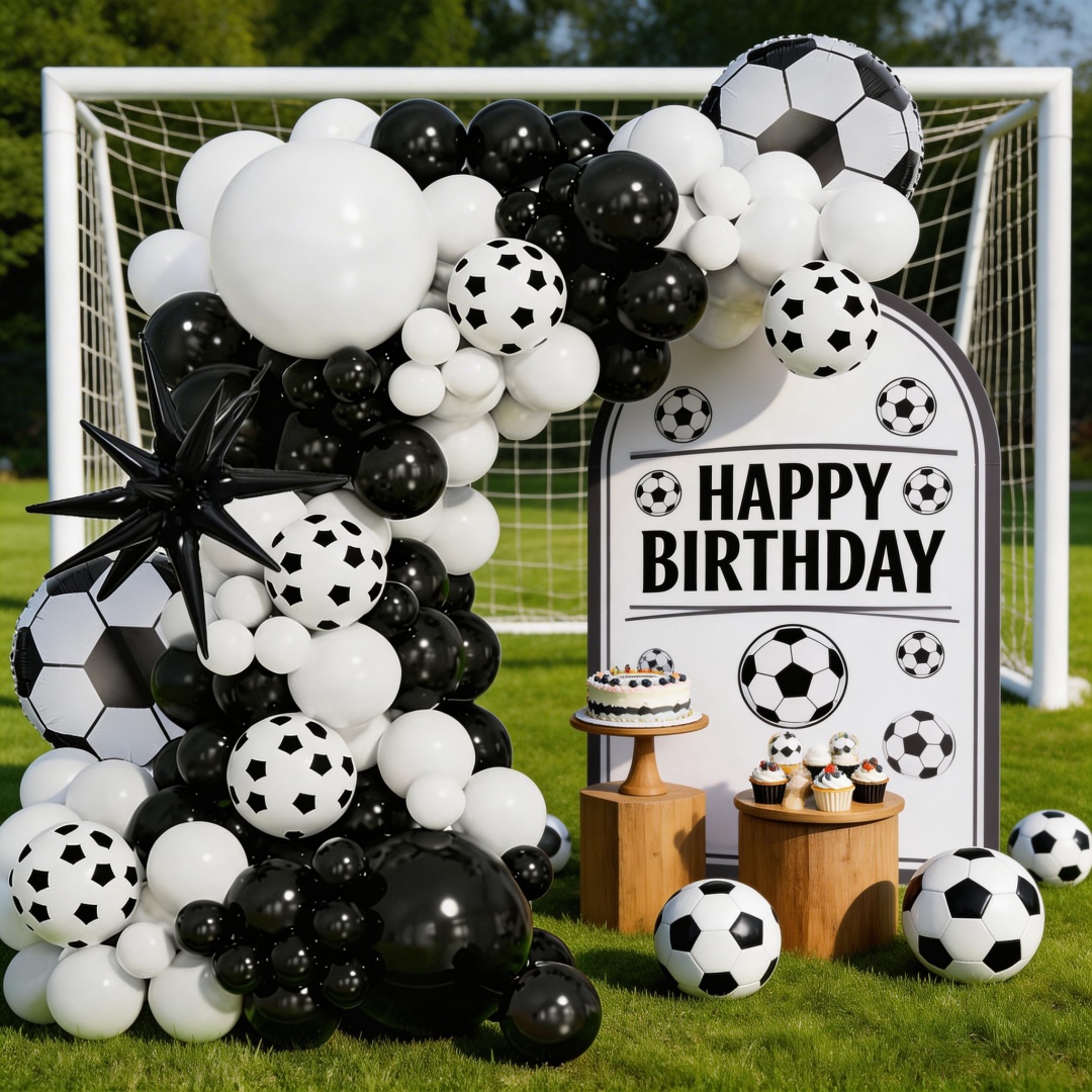 Balloon Arch Kit - 102-delige zwart-witte voetbal-thema ballonboogset, 18 inch