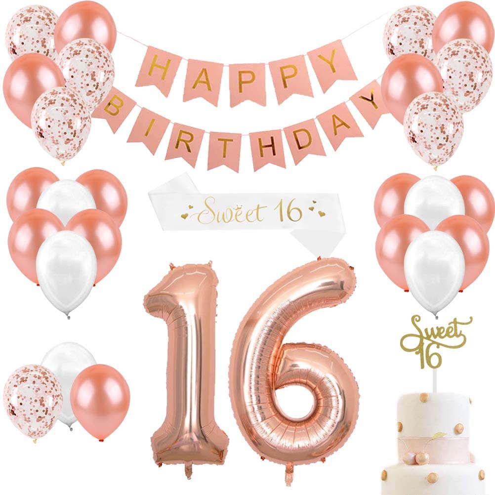 Party Banner Gold - 16e verjaardag decoraties voor meisjes Sweet