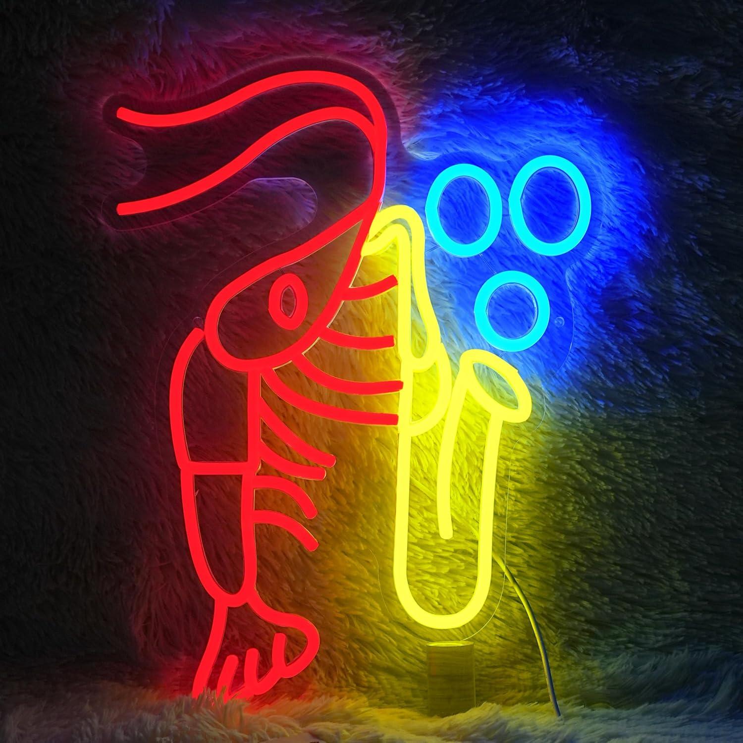 Neon Sign Party - Kreeft Saxofoon Neonbord Jazz Muziek Vintage