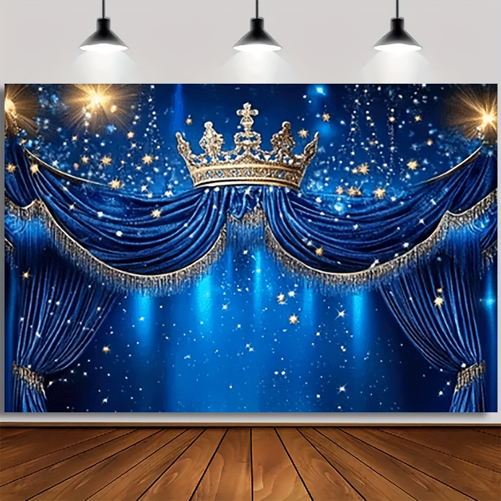 Party Banner Gold - 1 koningsblauwgouden Starlight-achtergrondbanner - Geschikt voor