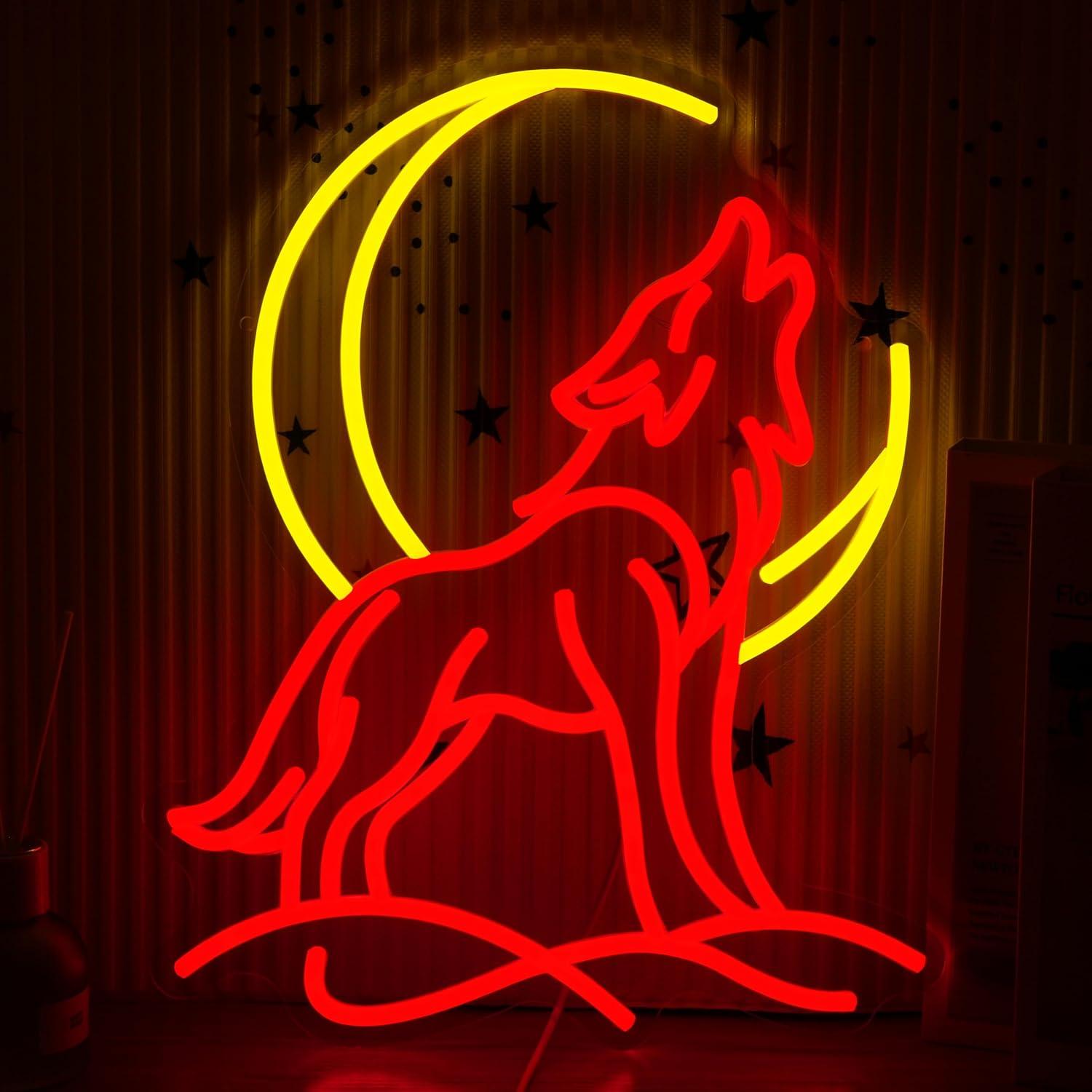 Neon Sign Party - Huilende Wolf Neonbord Dimbare LED-lamp met