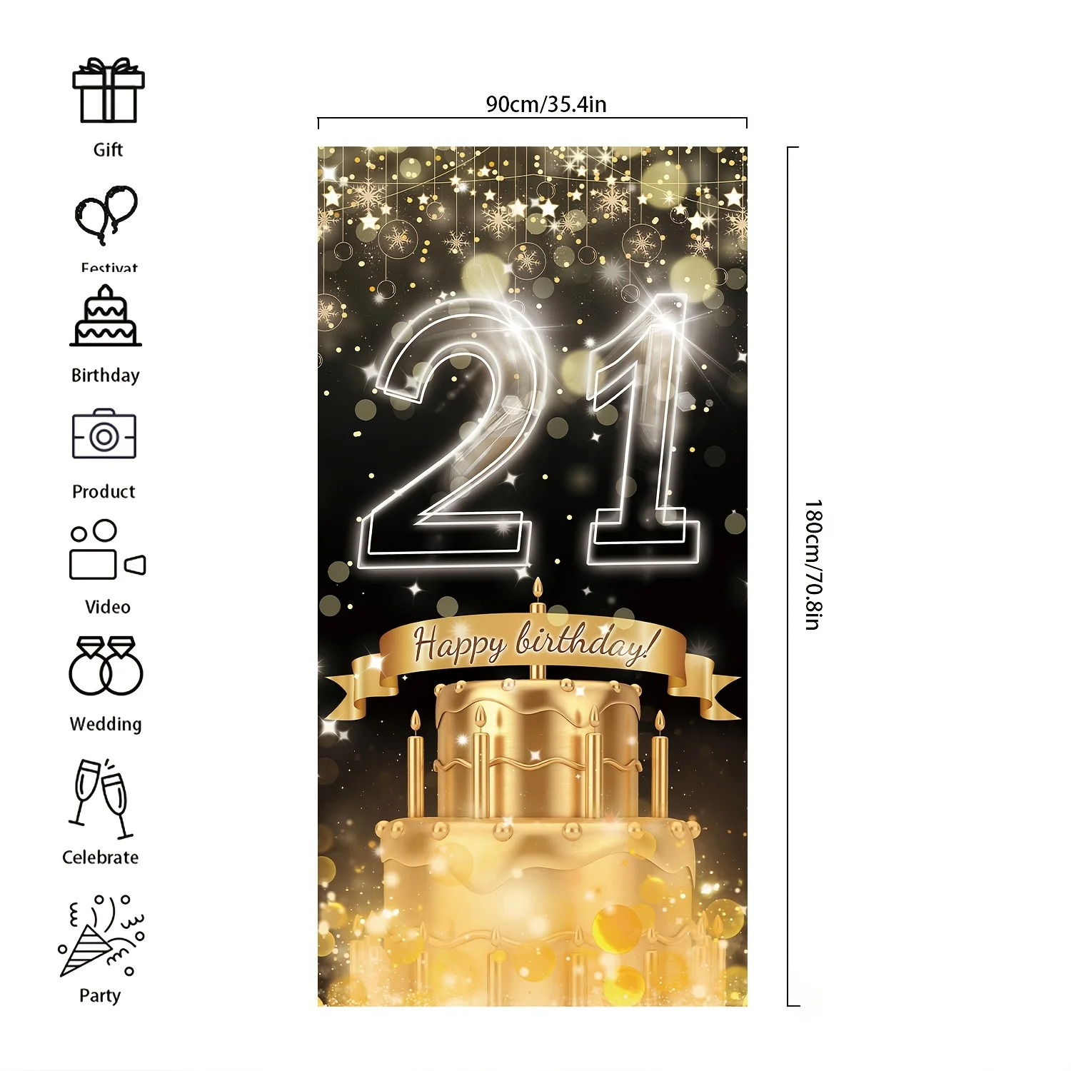 2D banner, 21e verjaardagsbann - Party Banner Gold recensie en prijs