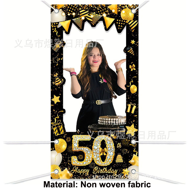 50e verjaardag decoratie zwart - Party Banner Gold recensie en prijs