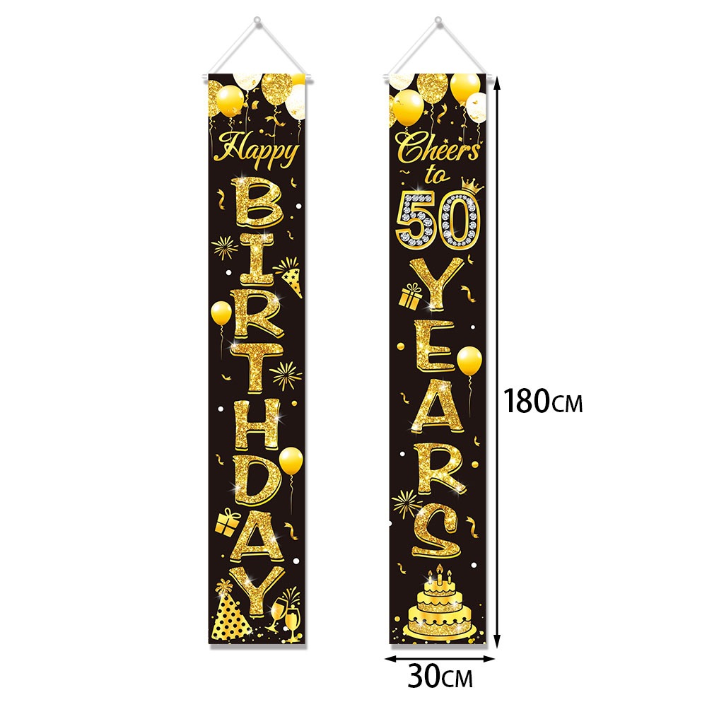 50e verjaardag decoratie zwart - Party Banner Gold recensie en prijs