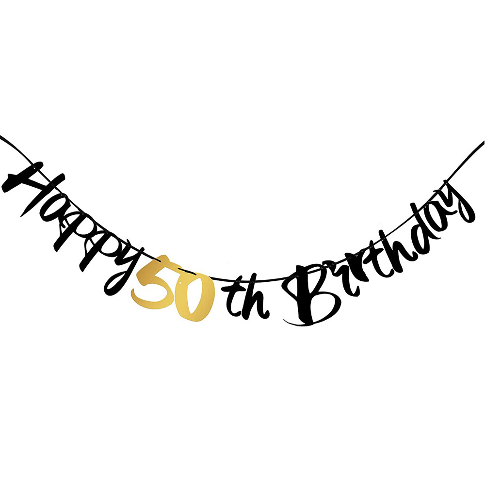 50e verjaardag decoratie zwart - Party Banner Gold recensie en prijs