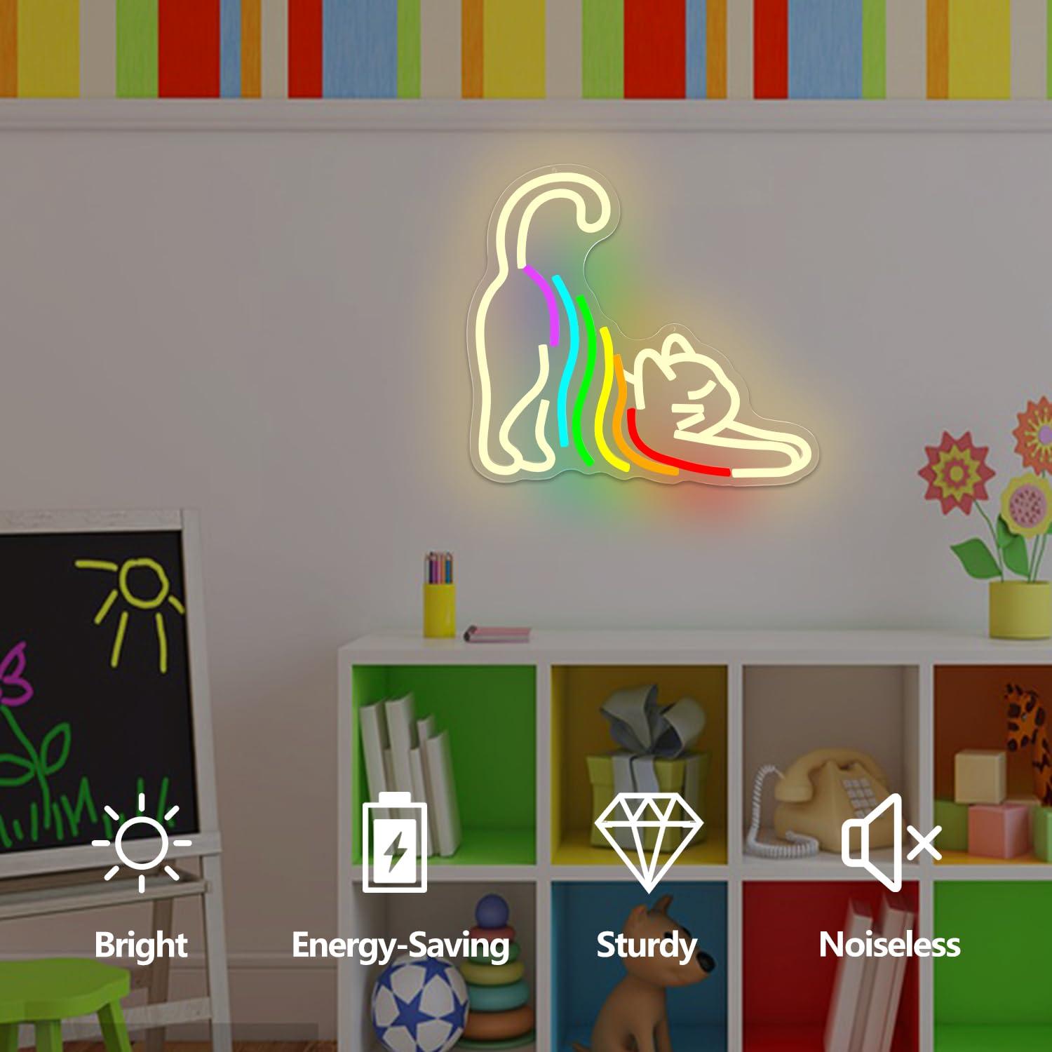 Regenboog-stretchende kat neon - Neon Sign Party recensie en prijs