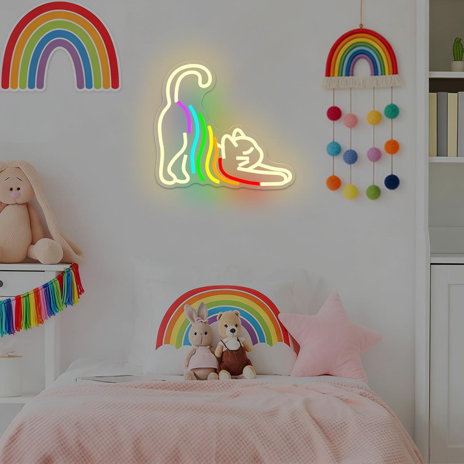Regenboog-stretchende kat neon - Neon Sign Party recensie en prijs