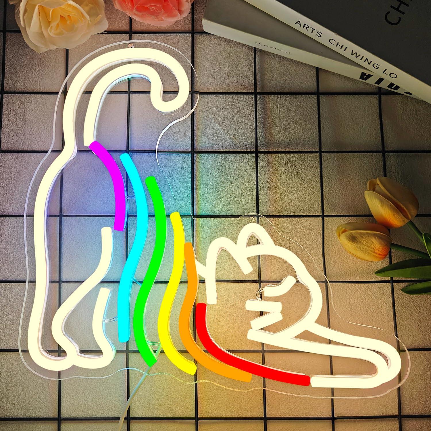 Regenboog-stretchende kat neon - Neon Sign Party recensie en prijs
