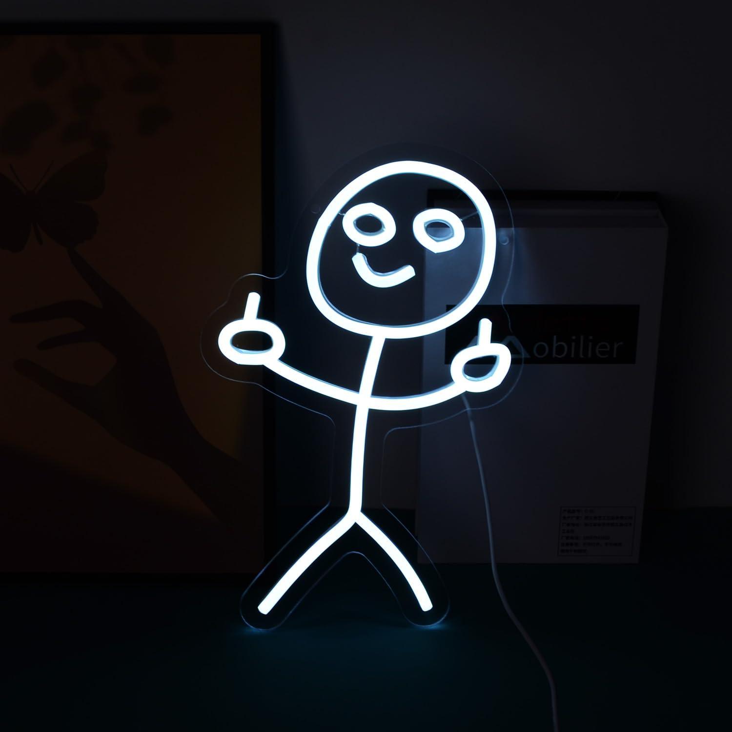 Grappige middelvinger stickman - Neon Sign Party recensie en prijs