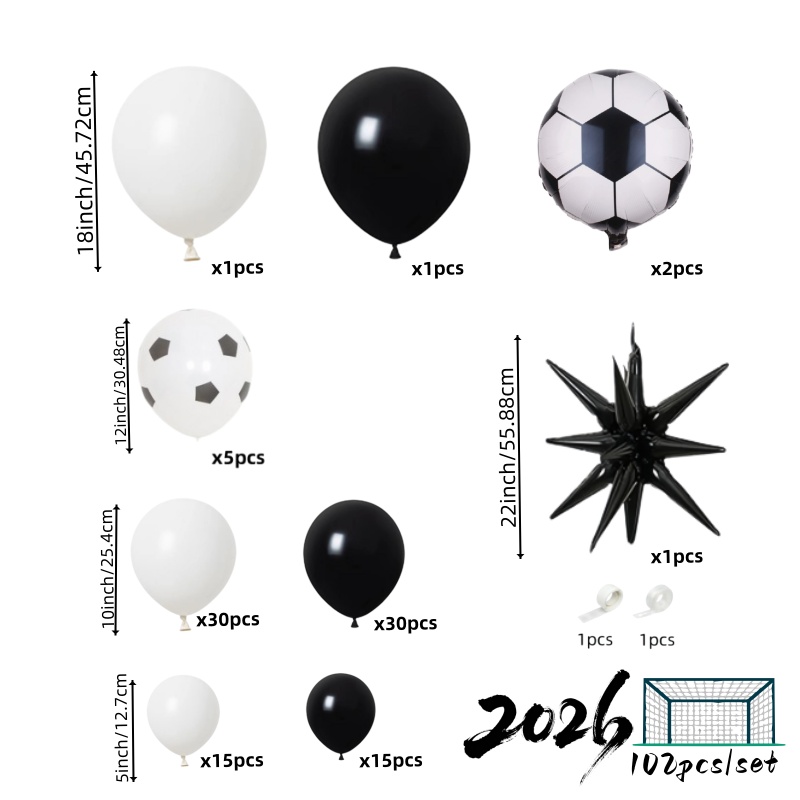 102-delige zwart-witte voetbal - Balloon Arch Kit recensie en prijs