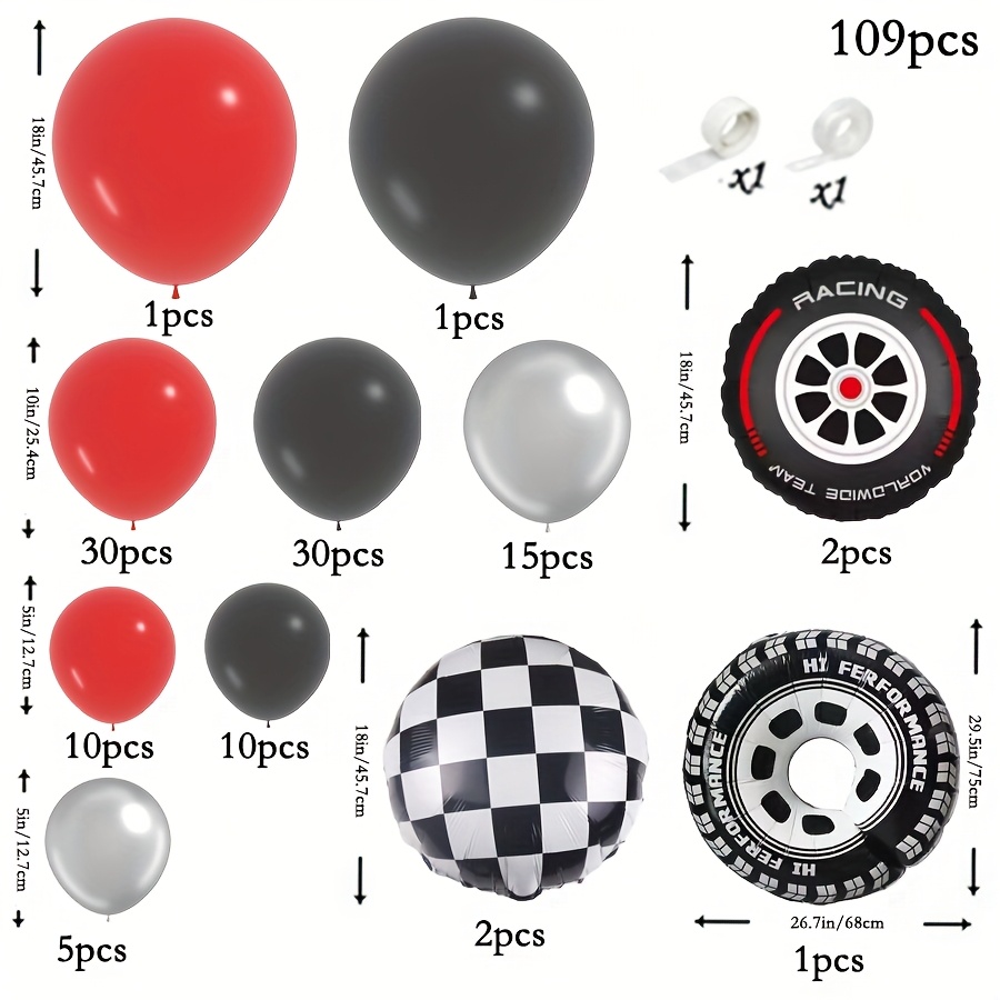 109-delige raceauto thema ball - Balloon Arch Kit recensie en prijs