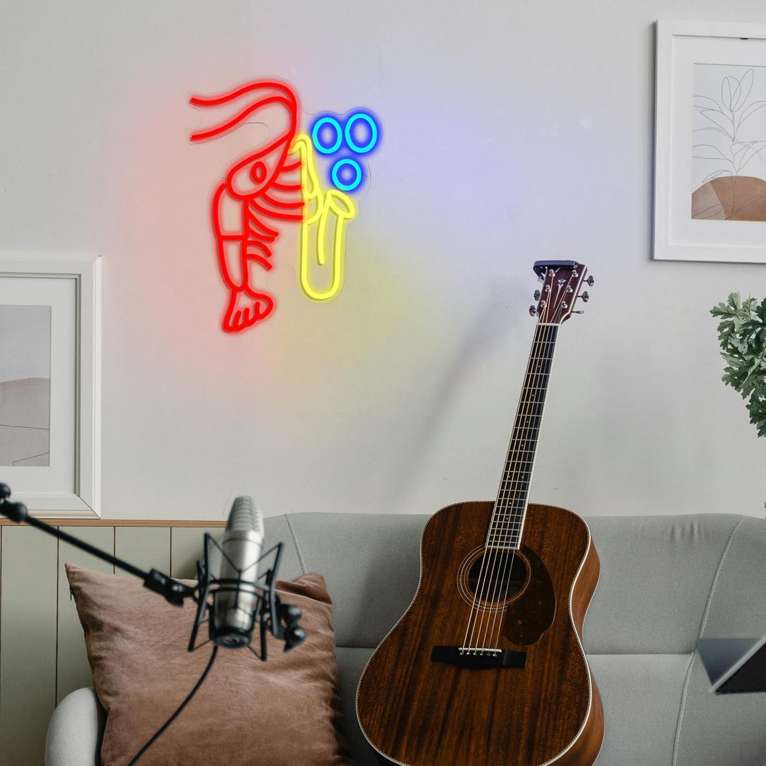 Kreeft Saxofoon Neonbord Jazz  - Neon Sign Party recensie en prijs