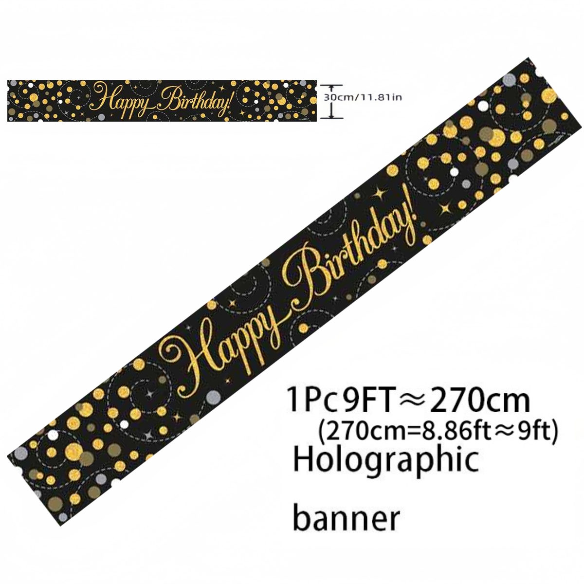 Zwart goud holografisch verjaa - Party Banner Gold recensie en prijs