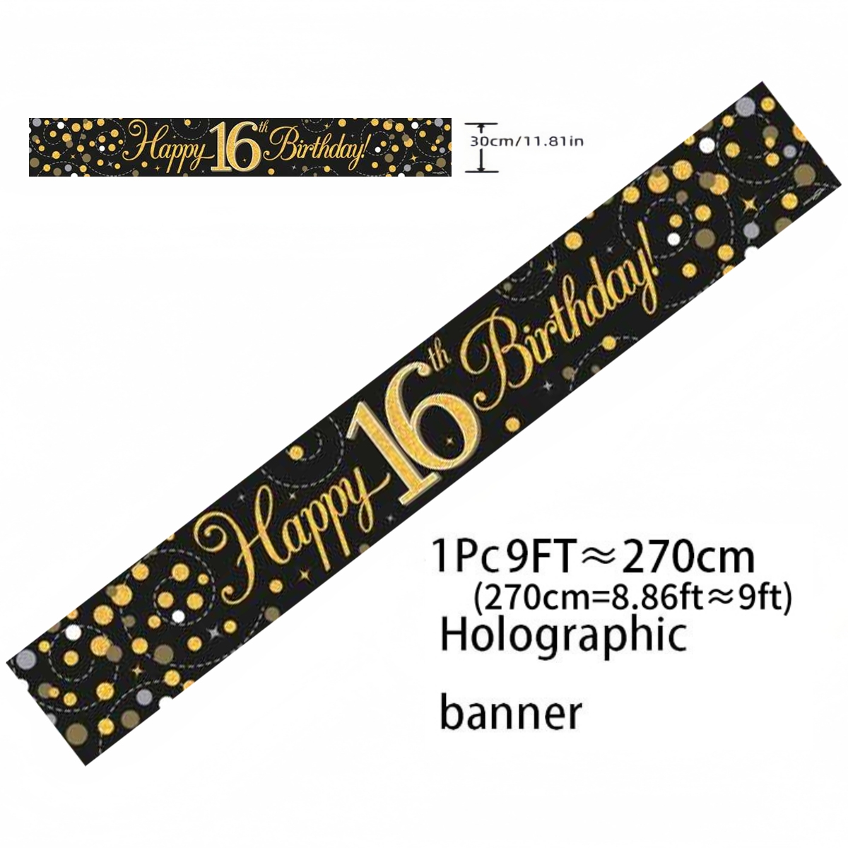 Zwart goud holografisch verjaa - Party Banner Gold recensie en prijs