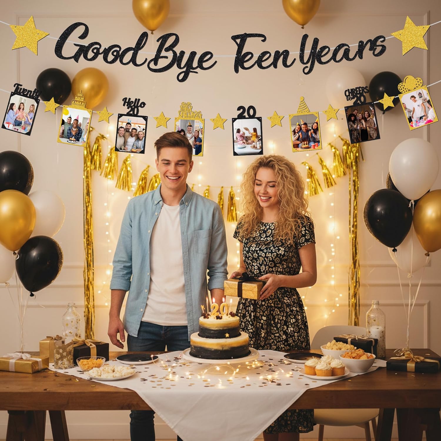 Zwart Goud Glitter Vaarwel Tie - Party Banner Gold recensie en prijs